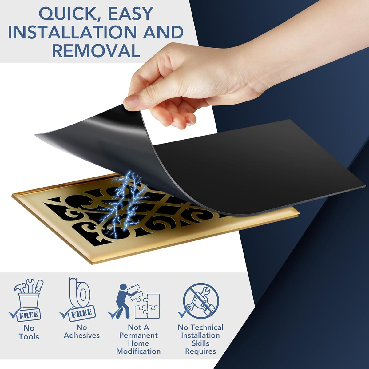 White Magnetic Vent Covers for Home Floor - Extra Thick Magnet Sheet - Heat Air Registers for RV, Noise Canceling Home HVAC Duct Blocker, AC Furnace Vents